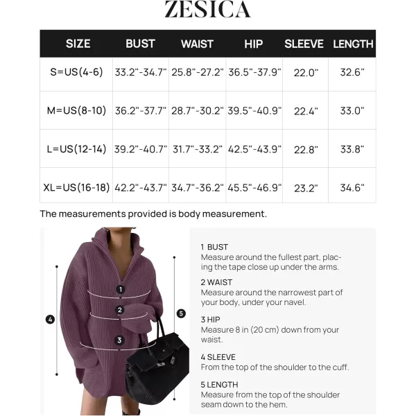 imageZESICA Womens 2024 Long Sleeve Mini Sweater Dress Fall Quarter Zip Ribbed Knit Oversized Pullover Jumper SweatersPurple
