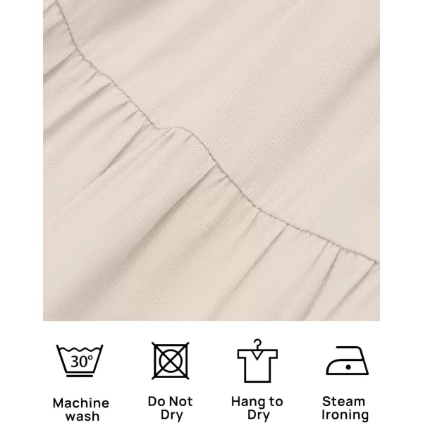 imageZESICA Womens 2024 Summer Casual Sleeveless Crew Neck Smocked High Waist Flowy Tiered A Line Midi DressBeige