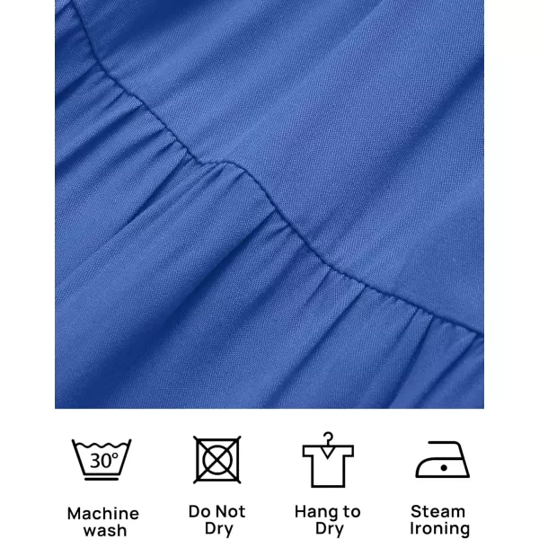 imageZESICA Womens 2024 Summer Casual Sleeveless Crew Neck Smocked High Waist Flowy Tiered A Line Midi DressCutoutroyalblue