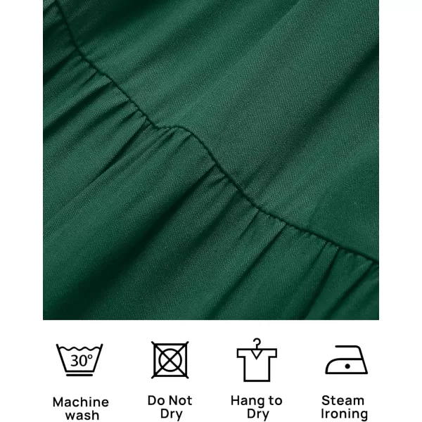 imageZESICA Womens 2024 Summer Casual Sleeveless Crew Neck Smocked High Waist Flowy Tiered A Line Midi DressForestgreen