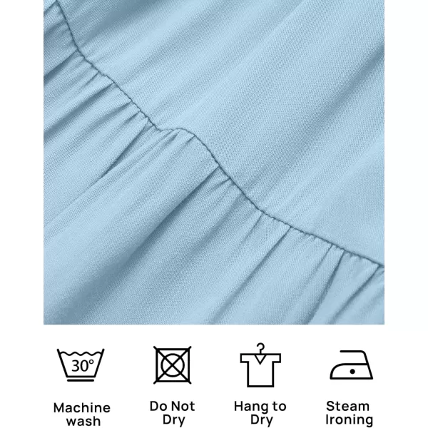 imageZESICA Womens 2024 Summer Casual Sleeveless Crew Neck Smocked High Waist Flowy Tiered A Line Midi DressLightblue