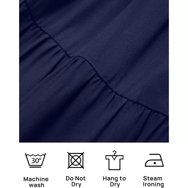 imageZESICA Womens 2024 Summer Casual Sleeveless Crew Neck Smocked High Waist Flowy Tiered A Line Midi DressNavy