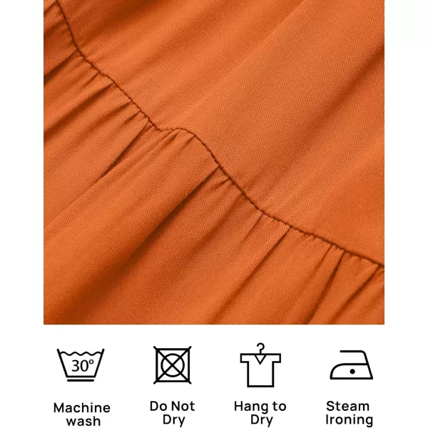 imageZESICA Womens 2024 Summer Casual Sleeveless Crew Neck Smocked High Waist Flowy Tiered A Line Midi DressOrange