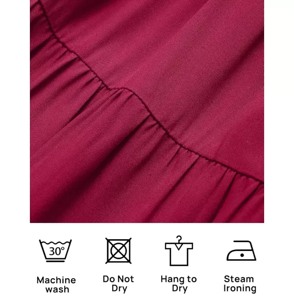 imageZESICA Womens 2024 Summer Casual Sleeveless Crew Neck Smocked High Waist Flowy Tiered A Line Midi DressPlum