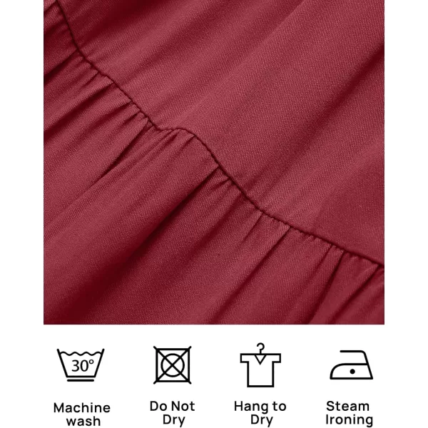 imageZESICA Womens 2024 Summer Casual Sleeveless Crew Neck Smocked High Waist Flowy Tiered A Line Midi DressRed