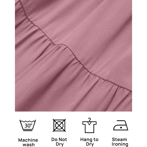 imageZESICA Womens 2024 Summer Casual Sleeveless Crew Neck Smocked High Waist Flowy Tiered A Line Midi DressRosypink