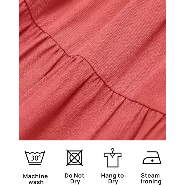 imageZESICA Womens 2024 Summer Casual Sleeveless Crew Neck Smocked High Waist Flowy Tiered A Line Midi DressWatermelon