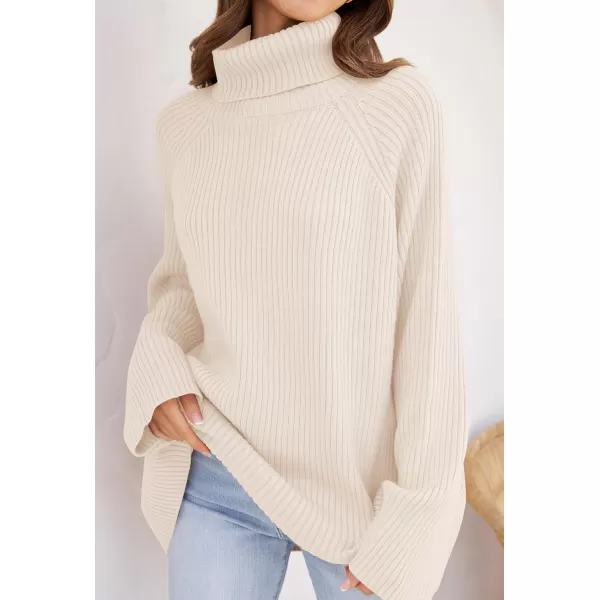imageZESICA Womens 2024 Winter Sweaters Oversized Turtleneck Long Sleeve Chunky Knitted Pullover Sweater Jumper TopsApricot