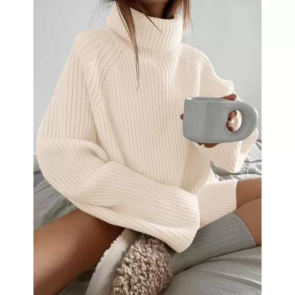 imageZESICA Womens 2024 Winter Sweaters Oversized Turtleneck Long Sleeve Chunky Knitted Pullover Sweater Jumper TopsApricot
