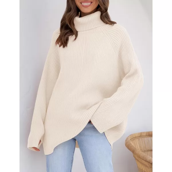 imageZESICA Womens 2024 Winter Sweaters Oversized Turtleneck Long Sleeve Chunky Knitted Pullover Sweater Jumper TopsApricot