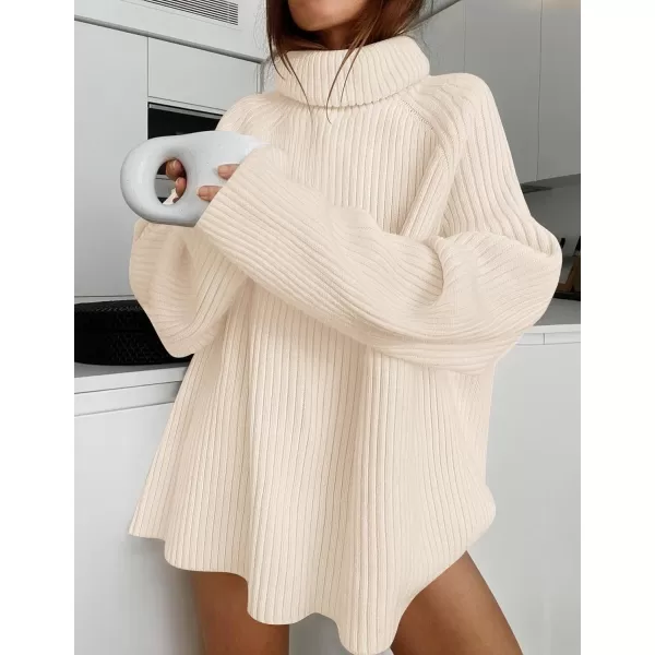 imageZESICA Womens 2024 Winter Sweaters Oversized Turtleneck Long Sleeve Chunky Knitted Pullover Sweater Jumper TopsApricot