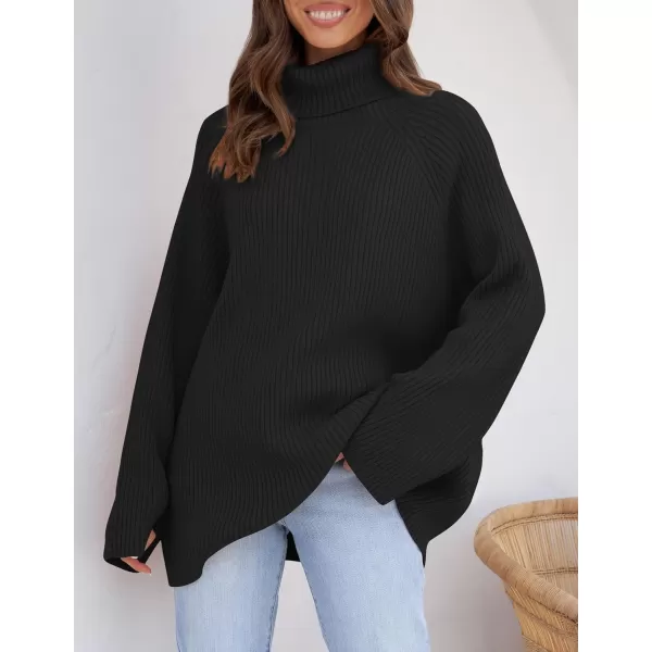 imageZESICA Womens 2024 Winter Sweaters Oversized Turtleneck Long Sleeve Chunky Knitted Pullover Sweater Jumper TopsBlack