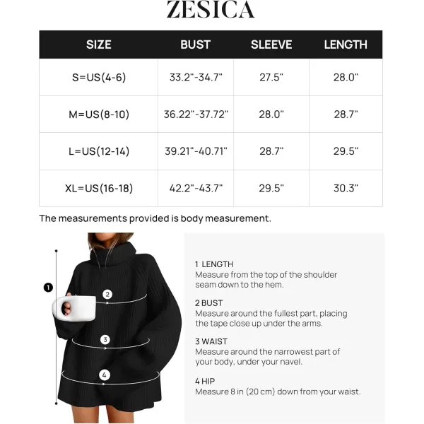 imageZESICA Womens 2024 Winter Sweaters Oversized Turtleneck Long Sleeve Chunky Knitted Pullover Sweater Jumper TopsBlack