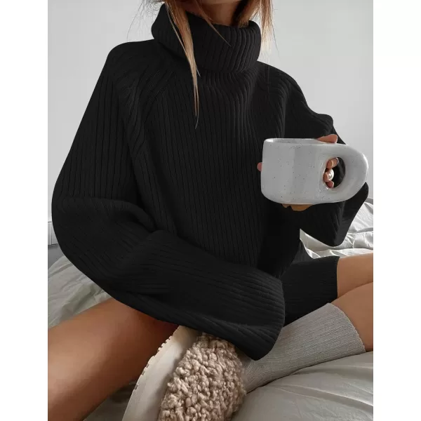 imageZESICA Womens 2024 Winter Sweaters Oversized Turtleneck Long Sleeve Chunky Knitted Pullover Sweater Jumper TopsBlack