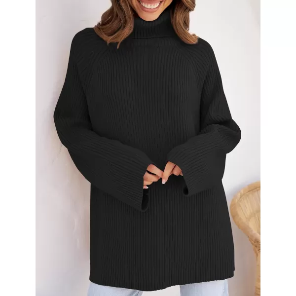 imageZESICA Womens 2024 Winter Sweaters Oversized Turtleneck Long Sleeve Chunky Knitted Pullover Sweater Jumper TopsBlack