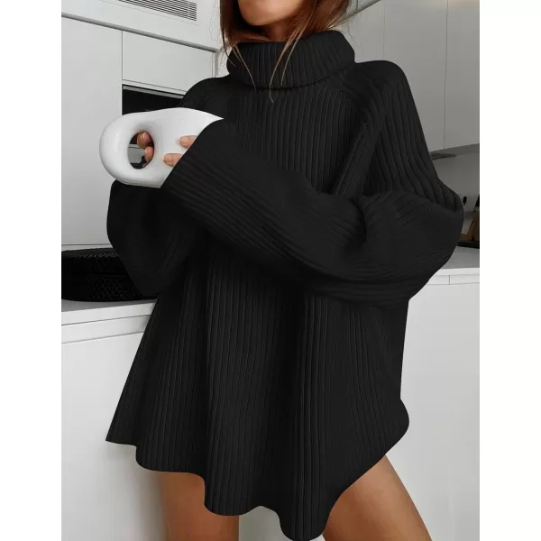imageZESICA Womens 2024 Winter Sweaters Oversized Turtleneck Long Sleeve Chunky Knitted Pullover Sweater Jumper TopsBlack