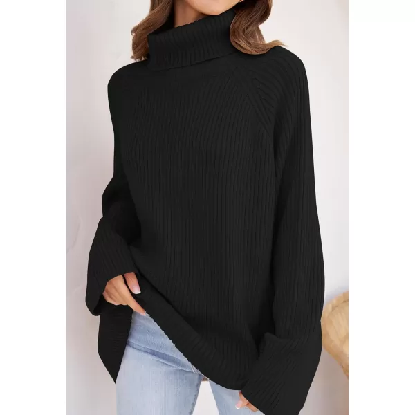 imageZESICA Womens 2024 Winter Sweaters Oversized Turtleneck Long Sleeve Chunky Knitted Pullover Sweater Jumper TopsBlack
