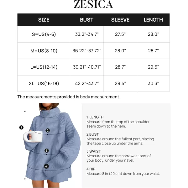 imageZESICA Womens 2024 Winter Sweaters Oversized Turtleneck Long Sleeve Chunky Knitted Pullover Sweater Jumper TopsBlue