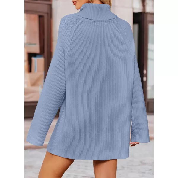 imageZESICA Womens 2024 Winter Sweaters Oversized Turtleneck Long Sleeve Chunky Knitted Pullover Sweater Jumper TopsBlue