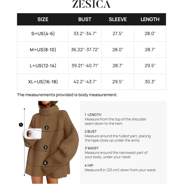 imageZESICA Womens 2024 Winter Sweaters Oversized Turtleneck Long Sleeve Chunky Knitted Pullover Sweater Jumper TopsBrown