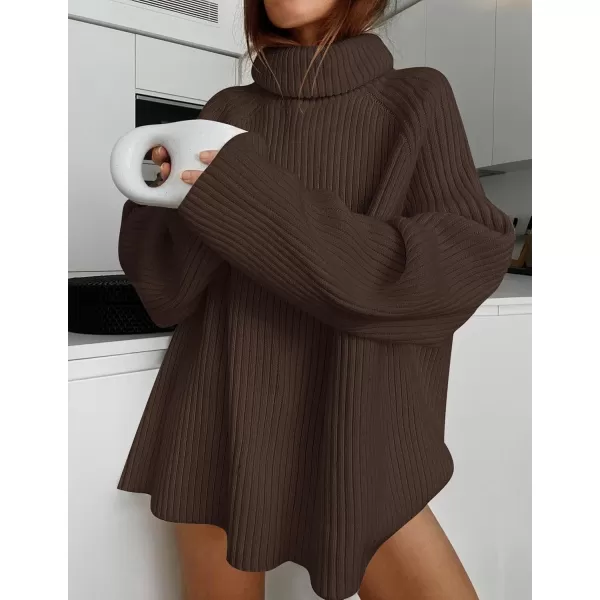 imageZESICA Womens 2024 Winter Sweaters Oversized Turtleneck Long Sleeve Chunky Knitted Pullover Sweater Jumper TopsCoffee