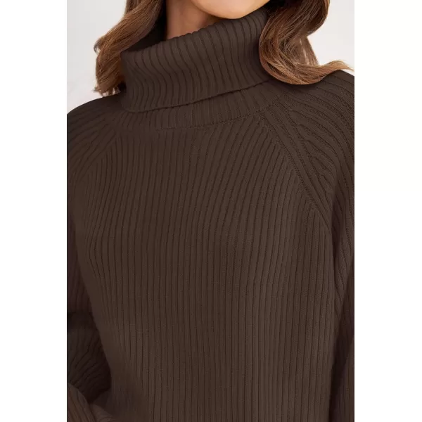 imageZESICA Womens 2024 Winter Sweaters Oversized Turtleneck Long Sleeve Chunky Knitted Pullover Sweater Jumper TopsCoffee