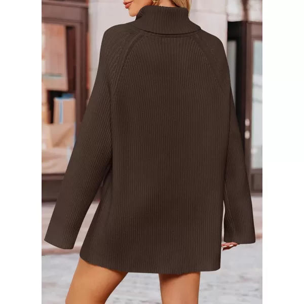 imageZESICA Womens 2024 Winter Sweaters Oversized Turtleneck Long Sleeve Chunky Knitted Pullover Sweater Jumper TopsCoffee