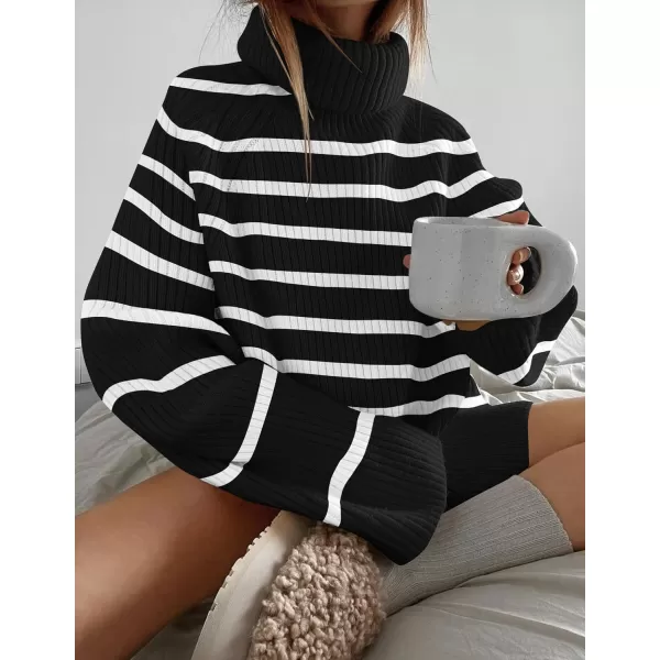imageZESICA Womens 2024 Winter Sweaters Oversized Turtleneck Long Sleeve Chunky Knitted Pullover Sweater Jumper TopsDim