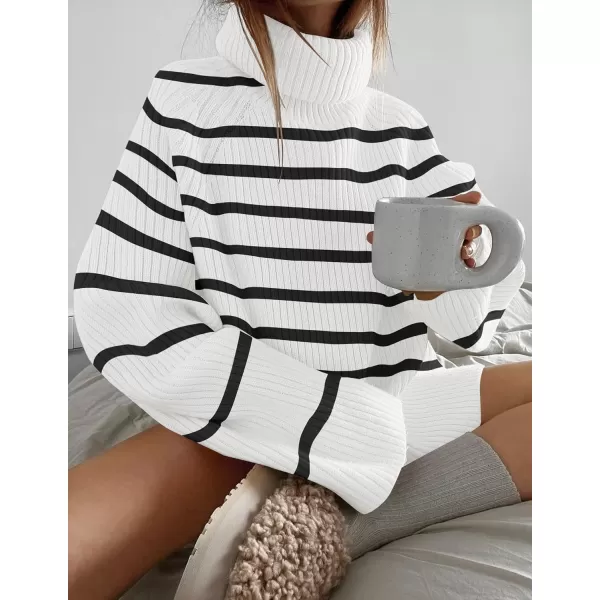 imageZESICA Womens 2024 Winter Sweaters Oversized Turtleneck Long Sleeve Chunky Knitted Pullover Sweater Jumper TopsIvory
