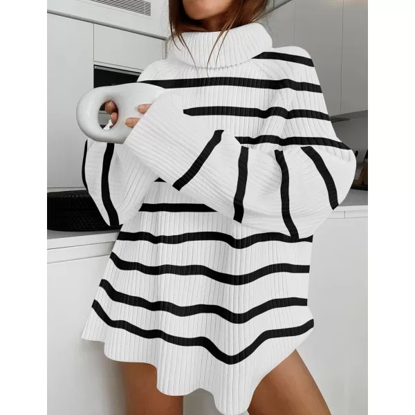 imageZESICA Womens 2024 Winter Sweaters Oversized Turtleneck Long Sleeve Chunky Knitted Pullover Sweater Jumper TopsIvory