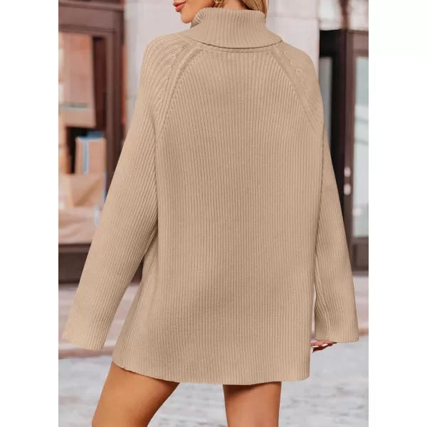 imageZESICA Womens 2024 Winter Sweaters Oversized Turtleneck Long Sleeve Chunky Knitted Pullover Sweater Jumper TopsKhaki