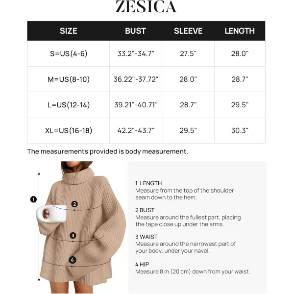 imageZESICA Womens 2024 Winter Sweaters Oversized Turtleneck Long Sleeve Chunky Knitted Pullover Sweater Jumper TopsKhaki