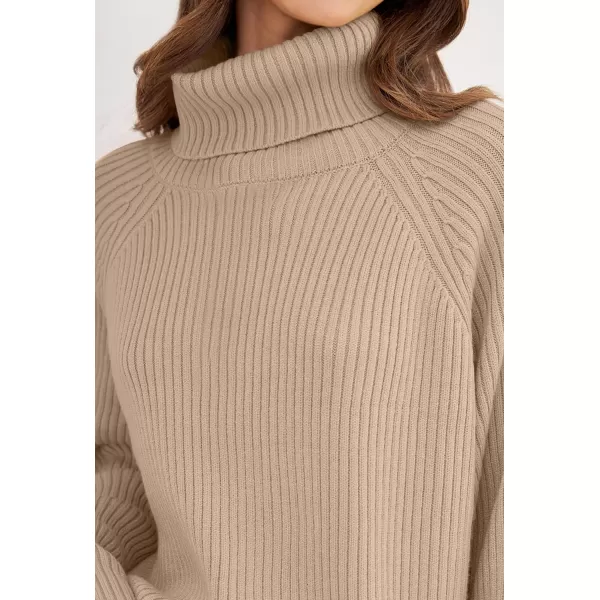 imageZESICA Womens 2024 Winter Sweaters Oversized Turtleneck Long Sleeve Chunky Knitted Pullover Sweater Jumper TopsKhaki