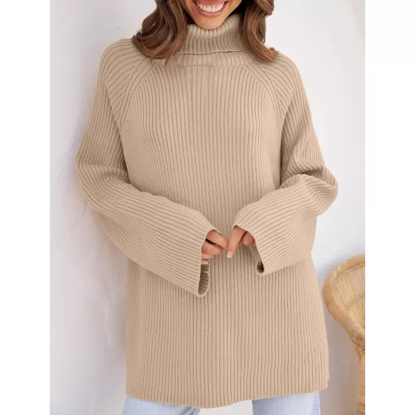 imageZESICA Womens 2024 Winter Sweaters Oversized Turtleneck Long Sleeve Chunky Knitted Pullover Sweater Jumper TopsKhaki