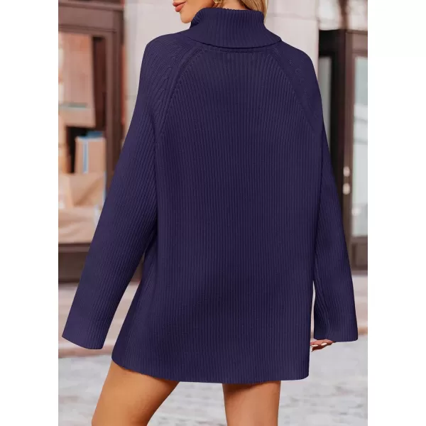 imageZESICA Womens 2024 Winter Sweaters Oversized Turtleneck Long Sleeve Chunky Knitted Pullover Sweater Jumper TopsNavy