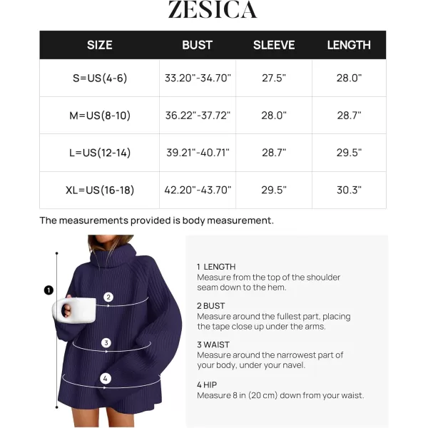imageZESICA Womens 2024 Winter Sweaters Oversized Turtleneck Long Sleeve Chunky Knitted Pullover Sweater Jumper TopsNavy