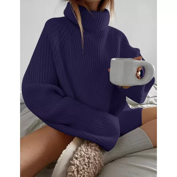 imageZESICA Womens 2024 Winter Sweaters Oversized Turtleneck Long Sleeve Chunky Knitted Pullover Sweater Jumper TopsNavy
