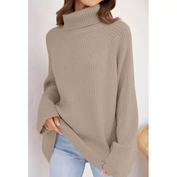 imageZESICA Womens 2024 Winter Sweaters Oversized Turtleneck Long Sleeve Chunky Knitted Pullover Sweater Jumper TopsOatmeal