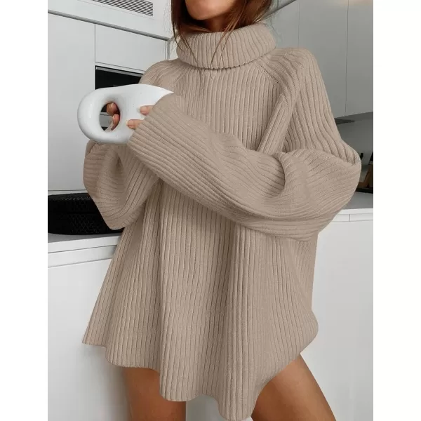 imageZESICA Womens 2024 Winter Sweaters Oversized Turtleneck Long Sleeve Chunky Knitted Pullover Sweater Jumper TopsOatmeal