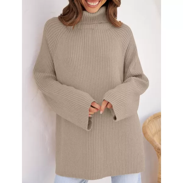 imageZESICA Womens 2024 Winter Sweaters Oversized Turtleneck Long Sleeve Chunky Knitted Pullover Sweater Jumper TopsOatmeal