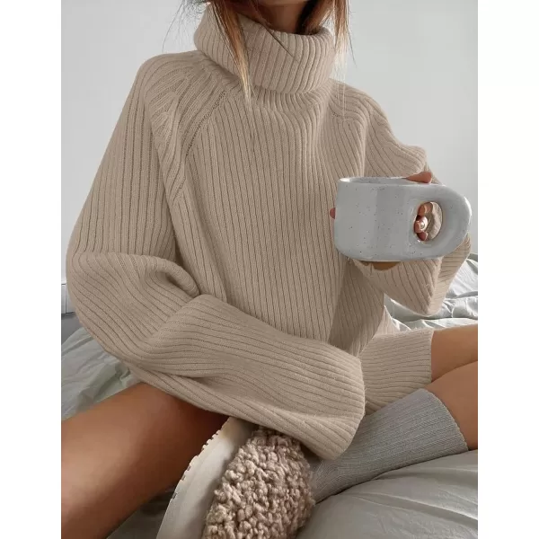 imageZESICA Womens 2024 Winter Sweaters Oversized Turtleneck Long Sleeve Chunky Knitted Pullover Sweater Jumper TopsOatmeal