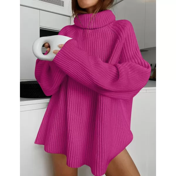 imageZESICA Womens 2024 Winter Sweaters Oversized Turtleneck Long Sleeve Chunky Knitted Pullover Sweater Jumper TopsRoseberry