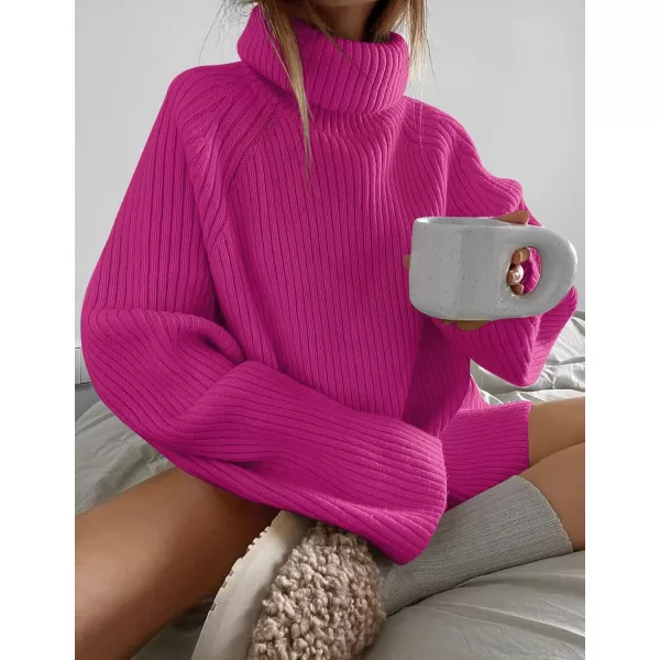 imageZESICA Womens 2024 Winter Sweaters Oversized Turtleneck Long Sleeve Chunky Knitted Pullover Sweater Jumper TopsRoseberry