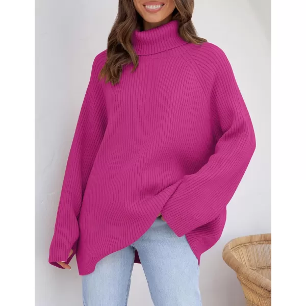 imageZESICA Womens 2024 Winter Sweaters Oversized Turtleneck Long Sleeve Chunky Knitted Pullover Sweater Jumper TopsRoseberry