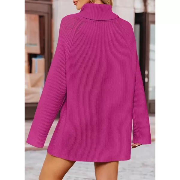 imageZESICA Womens 2024 Winter Sweaters Oversized Turtleneck Long Sleeve Chunky Knitted Pullover Sweater Jumper TopsRoseberry