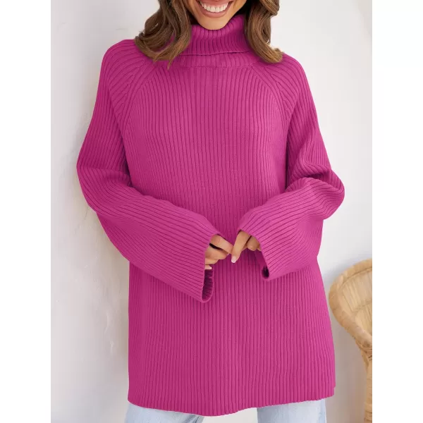 imageZESICA Womens 2024 Winter Sweaters Oversized Turtleneck Long Sleeve Chunky Knitted Pullover Sweater Jumper TopsRoseberry