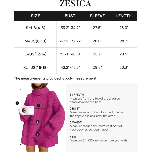 imageZESICA Womens 2024 Winter Sweaters Oversized Turtleneck Long Sleeve Chunky Knitted Pullover Sweater Jumper TopsRoseberry