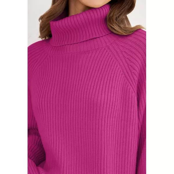 imageZESICA Womens 2024 Winter Sweaters Oversized Turtleneck Long Sleeve Chunky Knitted Pullover Sweater Jumper TopsRoseberry