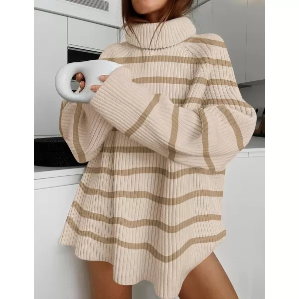 imageZESICA Womens 2024 Winter Sweaters Oversized Turtleneck Long Sleeve Chunky Knitted Pullover Sweater Jumper TopsSand