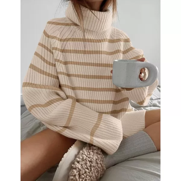 imageZESICA Womens 2024 Winter Sweaters Oversized Turtleneck Long Sleeve Chunky Knitted Pullover Sweater Jumper TopsSand